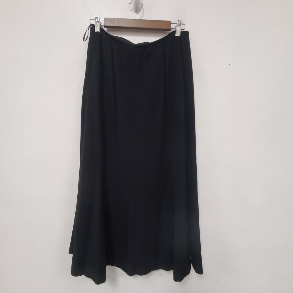 Eileen Fisher Wool Blend Midi Skirt Size S Black Chic Elevated Career Office - Picture 2 of 10